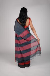 Hantex Womens Kerala Handloom Cotton Saree with Horizontal Striped Pallu