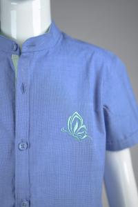 Junior Commando Boys Cotton Solid Half Sleeve Shirt - Vista Blue