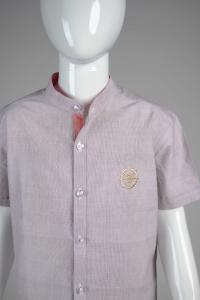 Junior Commando Boys Cotton Solid Half Sleeve Shirt - Gray Lilac
