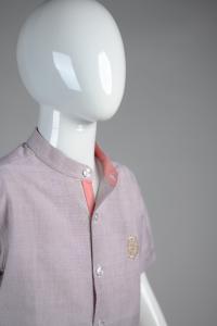 Junior Commando Boys Cotton Solid Half Sleeve Shirt - Gray Lilac