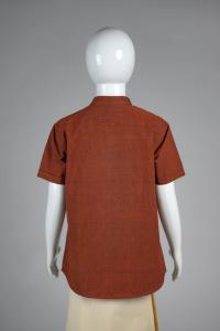 Junior Commando Boys Cotton Solid Half Sleeve Shirt - Burnt Brick