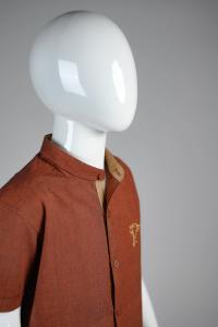 Junior Commando Boys Cotton Solid Half Sleeve Shirt - Burnt Brick