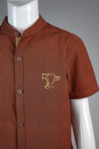 Junior Commando Boys Cotton Solid Half Sleeve Shirt - Burnt Brick