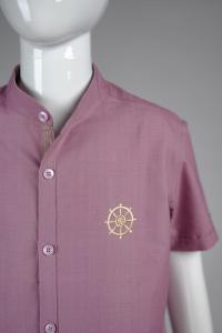 Junior Commando Boys Cotton Solid Half Sleeve Shirt - Valerian Purple