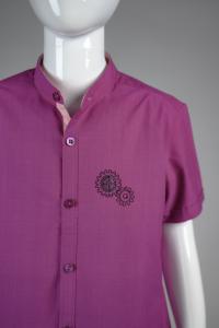Junior Commando Boys Cotton Solid Half Sleeve Shirt - Purple Wine