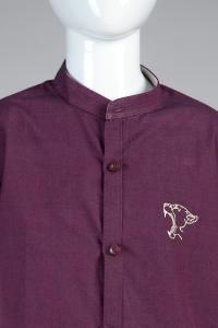 Junior Commando Boys Cotton Solid Half Sleeve Shirt - Deep Purple