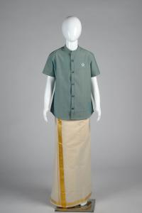 Junior Commando Boys Cotton Solid Half Sleeve Shirt - Dusty Turquoise