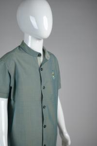 Junior Commando Boys Cotton Solid Half Sleeve Shirt - Dusty Turquoise