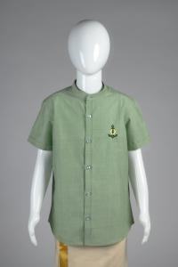 Junior Commando Boys Cotton Solid Half Sleeve Shirt - Basil Green