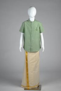 Junior Commando Boys Cotton Solid Half Sleeve Shirt - Basil Green