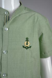 Junior Commando Boys Cotton Solid Half Sleeve Shirt - Basil Green