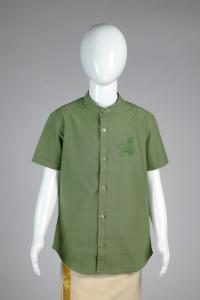 Junior Commando Boys Cotton Solid Half Sleeve Shirt - Vineyard Green