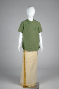 Junior Commando Boys Cotton Solid Half Sleeve Shirt - Vineyard Green
