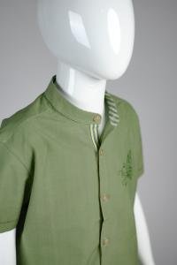 Junior Commando Boys Cotton Solid Half Sleeve Shirt - Vineyard Green
