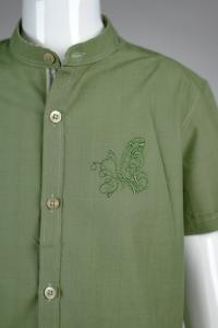 Junior Commando Boys Cotton Solid Half Sleeve Shirt - Vineyard Green