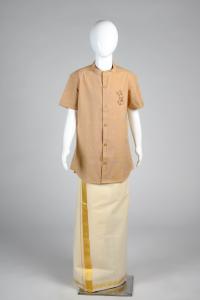 Junior Commando Boys Cotton Solid Half Sleeve Shirt - Prairie Sand