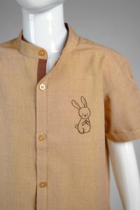 Junior Commando Boys Cotton Solid Half Sleeve Shirt - Prairie Sand