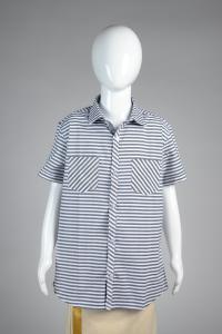 Junior Commando Boys Cotton Striped Half Sleeve Shirt - Cool Grey  Bright White