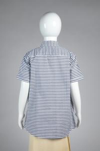 Junior Commando Boys Cotton Striped Half Sleeve Shirt - Cool Grey  Bright White