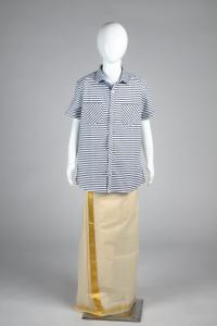 Junior Commando Boys Cotton Striped Half Sleeve Shirt - Cool Grey  Bright White