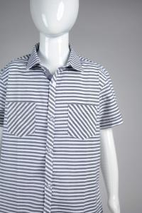 Junior Commando Boys Cotton Striped Half Sleeve Shirt - Cool Grey  Bright White