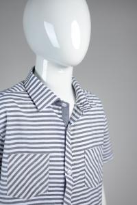 Junior Commando Boys Cotton Striped Half Sleeve Shirt - Cool Grey  Bright White