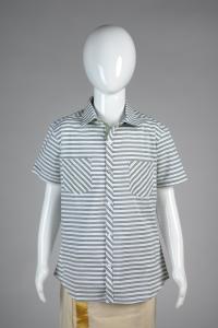Junior Commando Boys Cotton Striped Half Sleeve Shirt-Snow White Shale Green