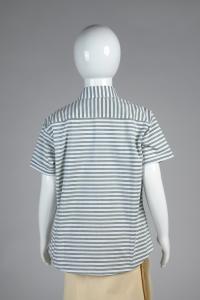 Junior Commando Boys Cotton Striped Half Sleeve Shirt-Snow White Shale Green