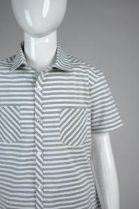 Junior Commando Boys Cotton Striped Half Sleeve Shirt-Snow White Shale Green