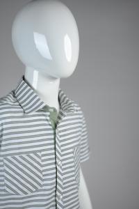 Junior Commando Boys Cotton Striped Half Sleeve Shirt-Snow White Shale Green