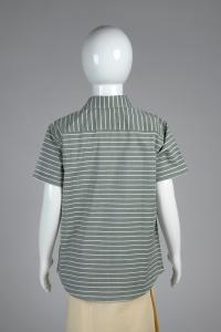 Junior Commando Boys Cotton Striped Half Sleeve Shirt - Shale Green  Snow White