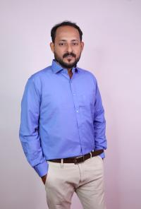 Green Field Blue Cotton Blended Shirt