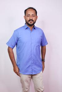 Green Field Blue Cotton Blended Shirt HS