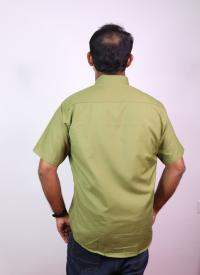 Cotton Blended Plain Half Sleeve Shirt Green Gram 