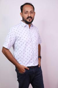 Trendy Printed Cotton Blended Shirts Half Sleeve Hugo Printed
