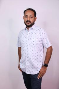 Trendy Printed Cotton Blended Shirts Half Sleeve Hugo Printed