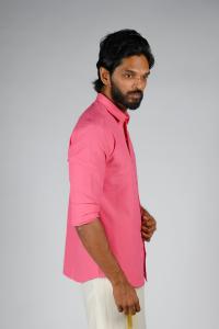 Commando Mens Cotton Solid Regular Fit Full Sleeve Shirt - Carmine Rose