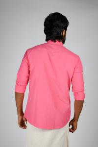 Commando Mens Cotton Solid Regular Fit Full Sleeve Shirt - Carmine Rose