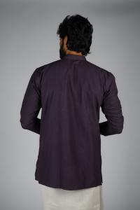 Commando Mens Cotton Solid Regular Fit Full Sleeve Short Kurta - Blackberry Wine