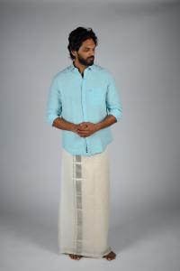 Royal Mint Mens Cotton Solid Regular Fit Full Sleeve Shirt - Tanger Turquoise