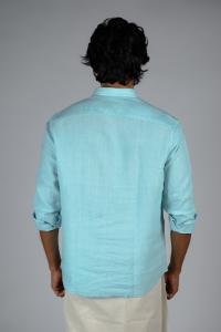 Royal Mint Mens Cotton Solid Regular Fit Full Sleeve Shirt - Tanger Turquoise