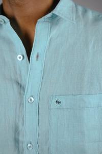 Royal Mint Mens Cotton Solid Regular Fit Full Sleeve Shirt - Tanger Turquoise