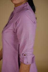 Kēmi Womens Cotton Band Collar Kurta with 3/4 Sleeve - Mauve Orchid