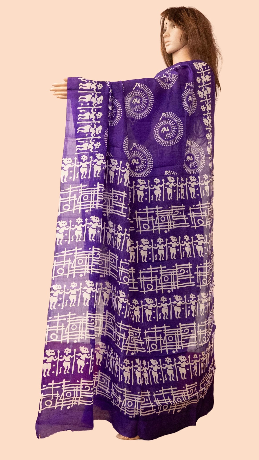 Printed silk- Warli printed saree