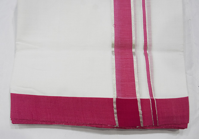 Dhoti White and Pink