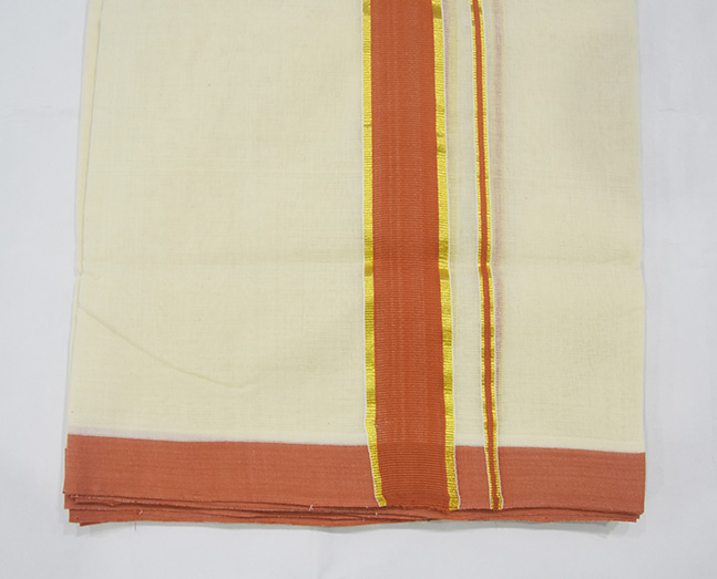 Dhoti (White and Orange)