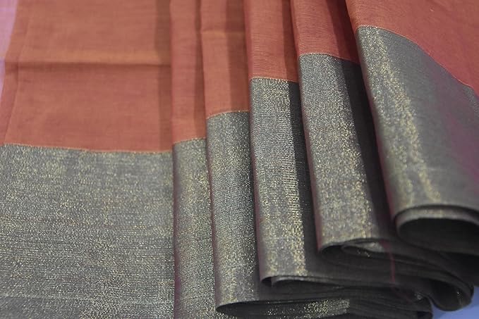 Hantex Orange and Light Green Colour Saree With Unstitched Blouse Piece