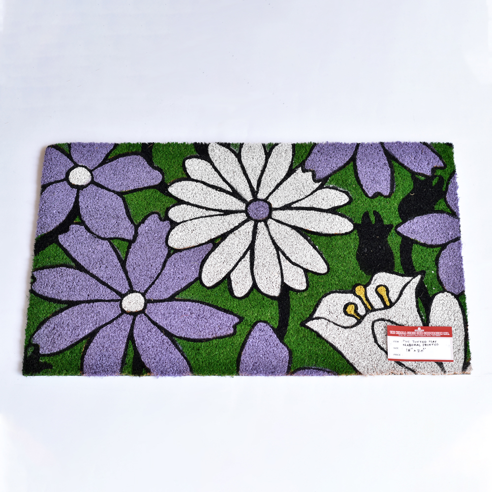 PVC TUFTED COIR FLOOR MAT  FLORALS