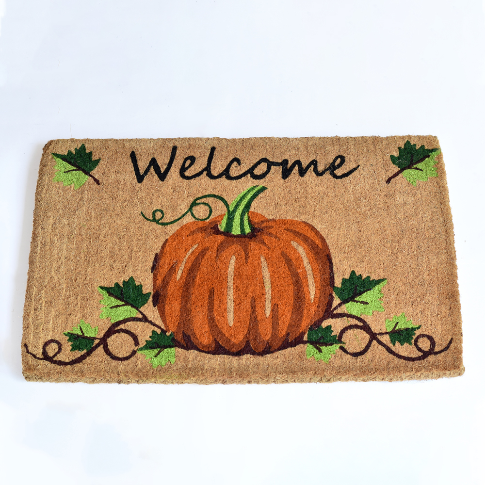 FM2 PRINTED PREMIUM COIR FLOOR MAT _ Welcome Pumpk...