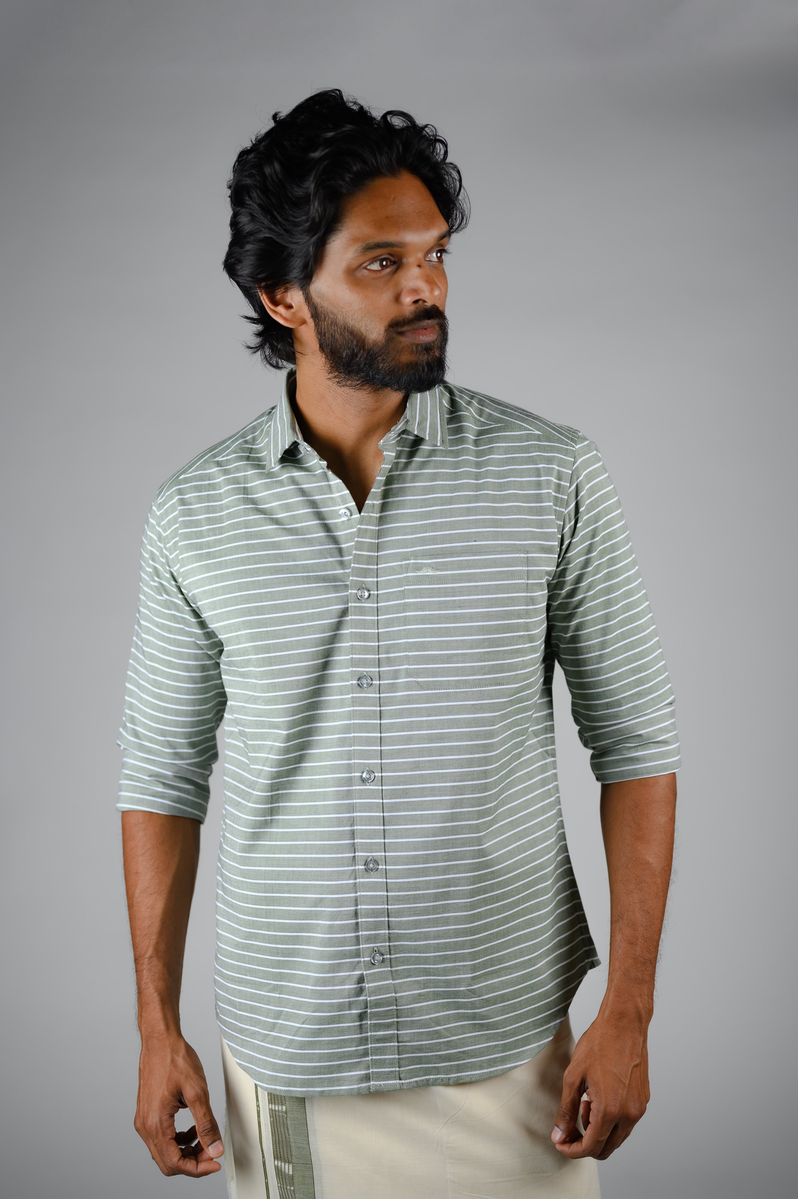 Commando Mens Cotton Striped Regular Fit  Full Sle...